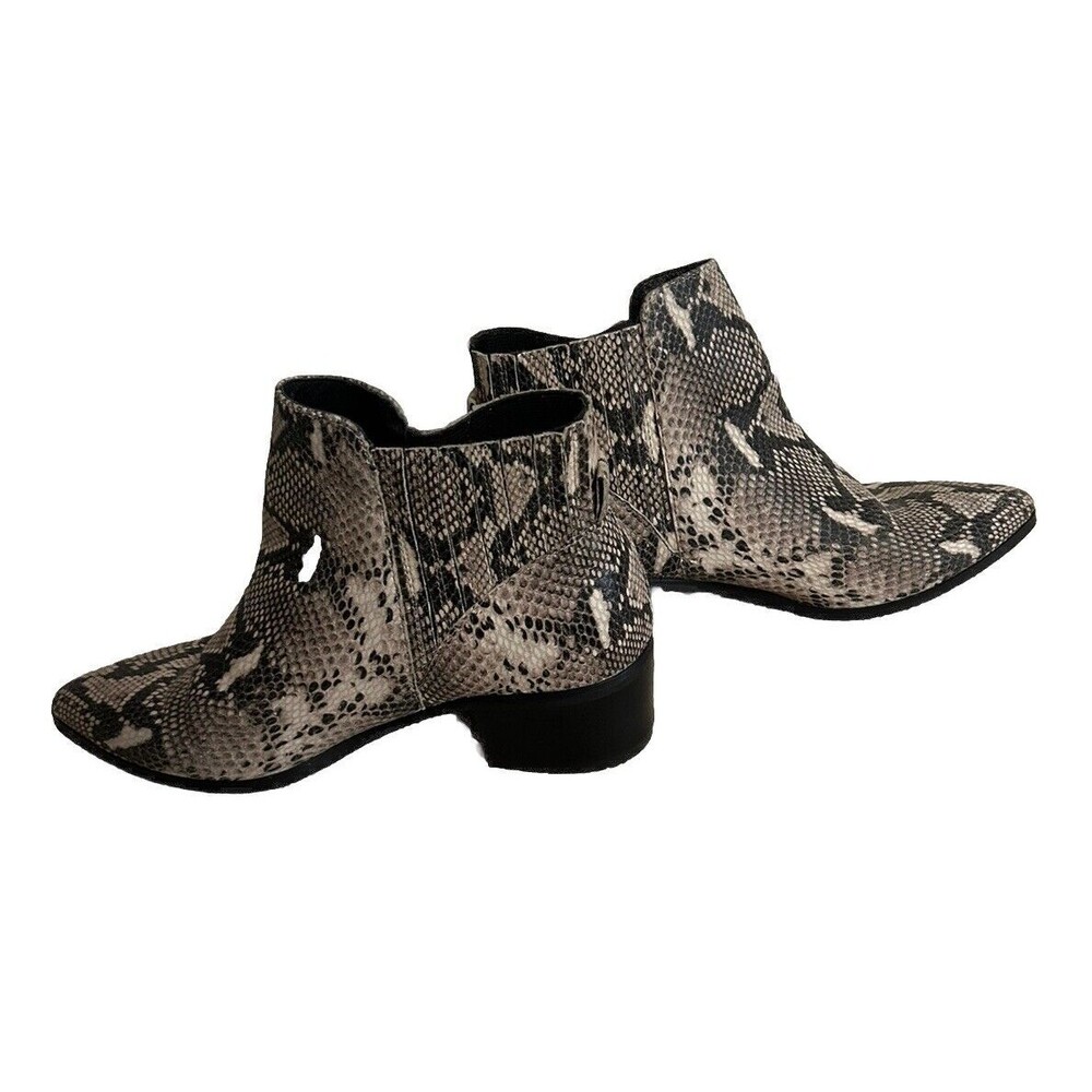 Halogen Boots Women's 5 M Snakeskin Ankle Black Heels Slip Ons